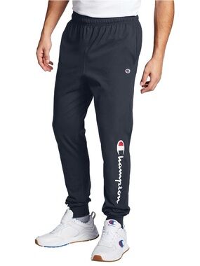 Champion Men's Black Jogger Sweatpants with White Logo
